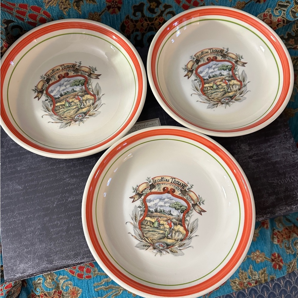 Vintage Cream and Orange Tuscany Plate/Bowls